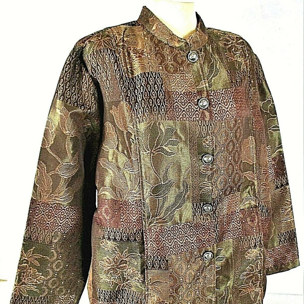 Tudor Court womens XL brown TAPESTRY button Jacket